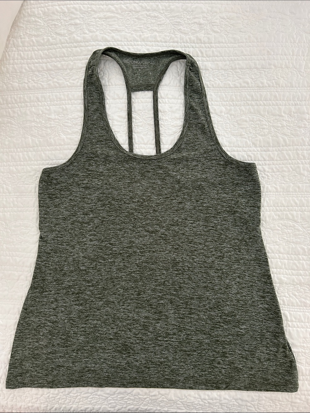 Beyond Yoga Green/Gray Racerback Tank Top